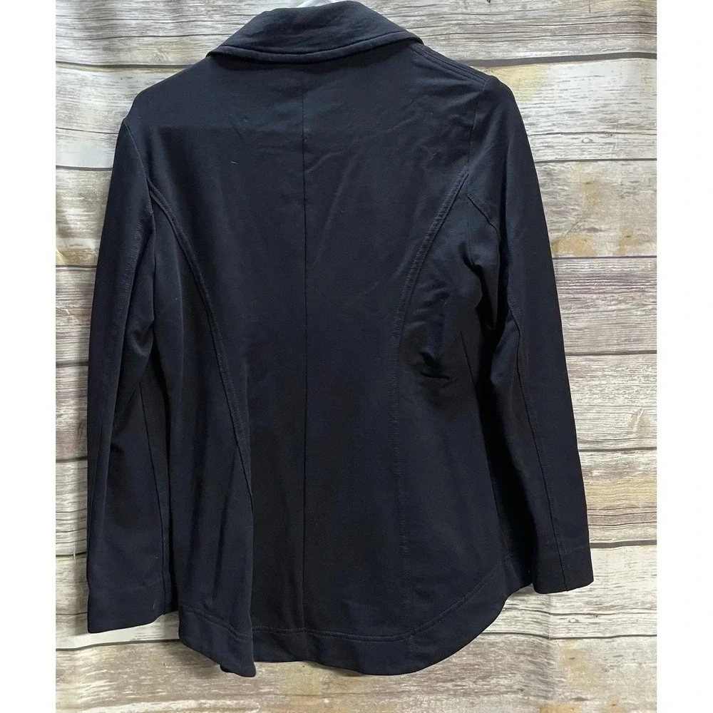 Eileen Fisher Women's XS Cotton Stretch‎ Knit Blazer Jacket Black EUC Business